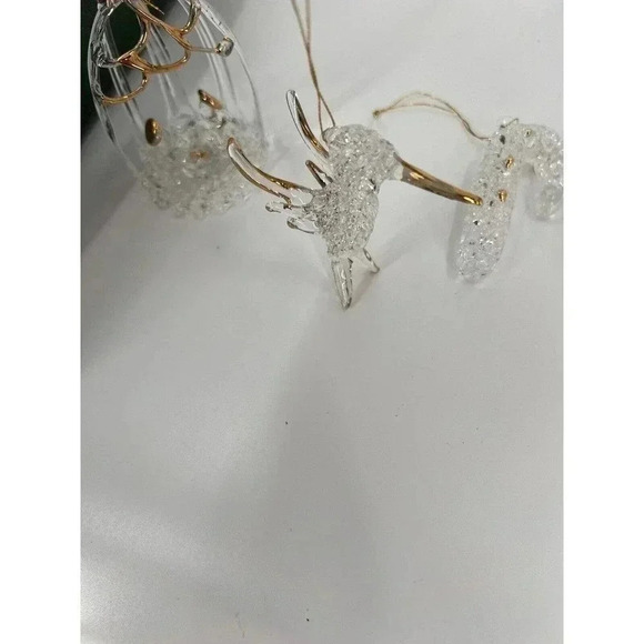 VINTAGE 8 Piece Clear Glass Spaghetti/Spun Glass Ornaments NATIVITY TREE ANGELS - Picture 7 of 12